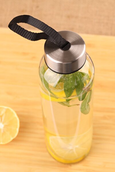 Atbyhome H2o Glass Flask with Metal Lid 500 ml Black