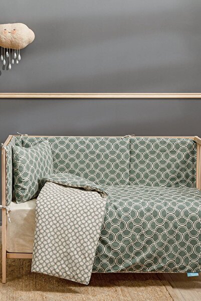 Hibboux Waves Beşik Kenar Koruma %100 Pamuk Kumaş Nano Dolgu Yıldız Desenli Ç...