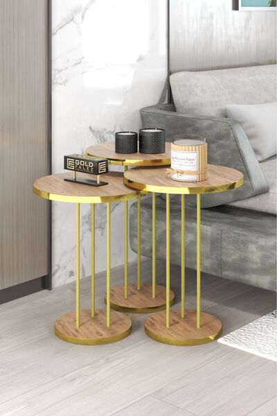 GOLDFALEZ Zigon Sehpa Terra Gold Ceviz