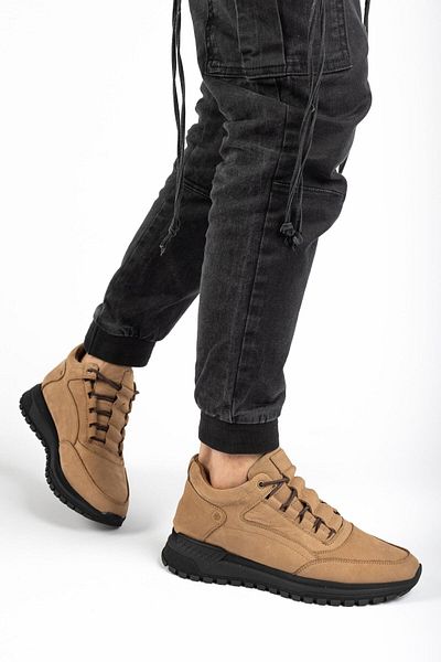 Deripabuc Men's Leather Boots Genuine Leather Sand Mink Nubuck - Mrd16-102500