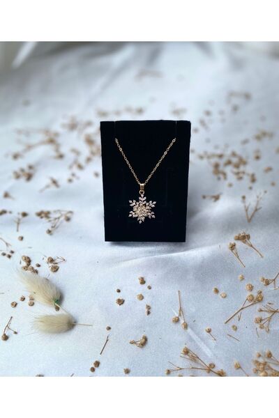 HayalindekiTakı 316l Paslanmaz Çelik Ortası Dönen Kar Tanesi Kolye