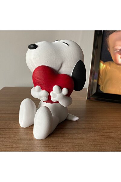 Root Made Sevimli Köpek Snoopy Dekoratif Biblo Masa Konsol Süsü Kalp Tutan Sn...