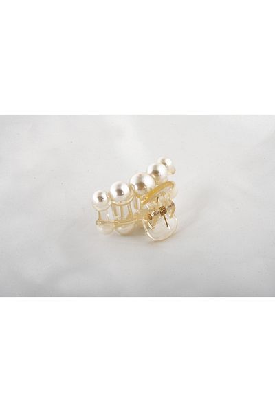 EUROMODA Tiny Transparent Gold Colored Small Size Latch Buckle with Pearls