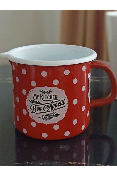 EBRULİEMAYE Retro Red Polka Dot Enamel Milk Bowl Sauce Bowl Egg Pot