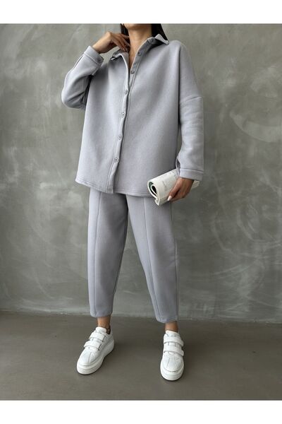 BEJNA Szürke polár vastag belső alap női szett