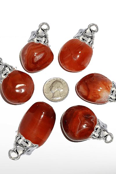Tesbih Atölyesi Brazil - Certified Raw Tumbled Red Yemen Agate Stone Necklace