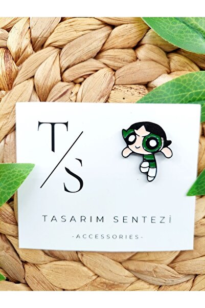 Tasarım Sentezi Rozet Metal Broş Powerpuff Girls Buttercup Çizgi Film Yaka Ok...