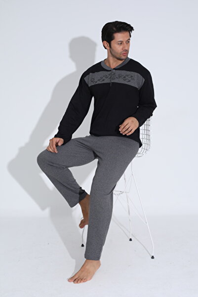 Ayans Pijama Комплект піжами з довгими рукавами з товстої тканини - Двохнитковий