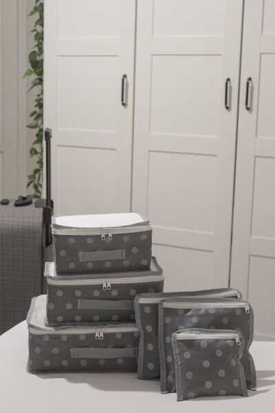 ADARYA HOME مجموعة منظم حقائب السفر المكونة من 6 قطع - حقيبة سفر - نمط منقط (...