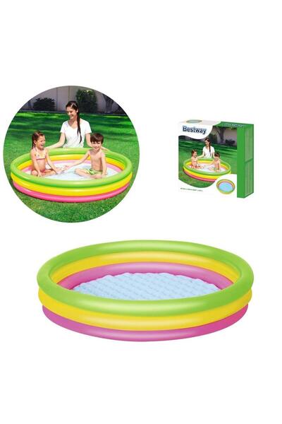 BESTWAY 62008 Pompalı, 51104 3 Boğum Şişme Zemin Çocuk Havuzu 102x25cm