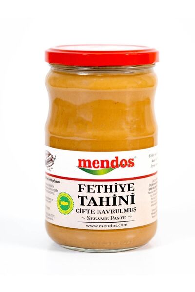 MENDOS Yerli Fethiye Susamından Coğrafi Işaretli, Taze -çifte Kavrulmuş Fethiye Tahini 600 gr (CAM KAVANOZ)