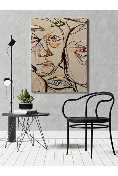 RUGSMODERN Kanvas Tablo Sarı Yüz Çizimli Temalı Desenli Temalı Tablo