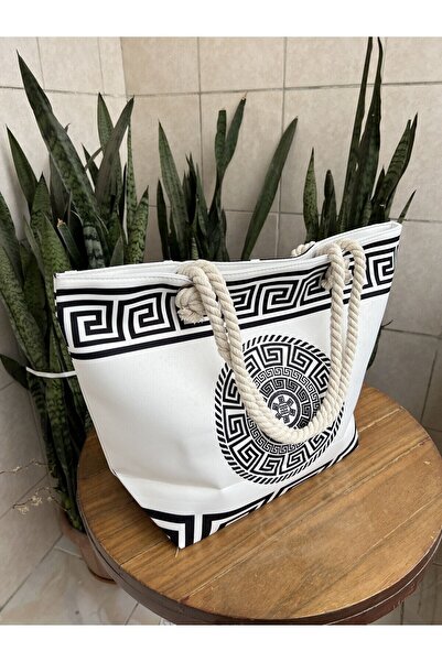 EZMK EV GEREÇLERİ Fermuarlı, İç Cepli, Geniş ve Büyük Plaj Çantası 40x50 cm