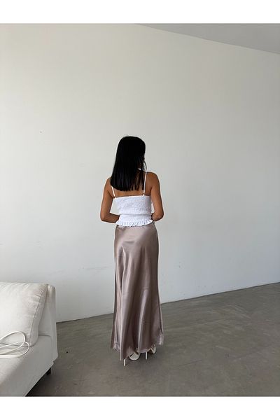 Fiori Luxury Maxi Satin Skirt - Elastic Waist