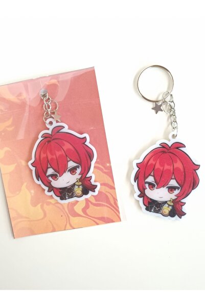 Yenaplanner Genshin Impact Diluc Bag Ornament/Keychain (1 Pcs)