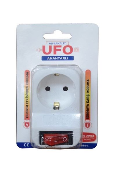 As Bakalit أبيض UFO {{ Beyaz }} مفتاح {{tekli}} مقبس توصيل محمي بالتيار