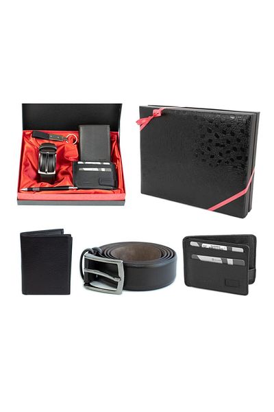 Grande Genuine Leather Men's Wallet & Magnetic Card Holder and Belt Set