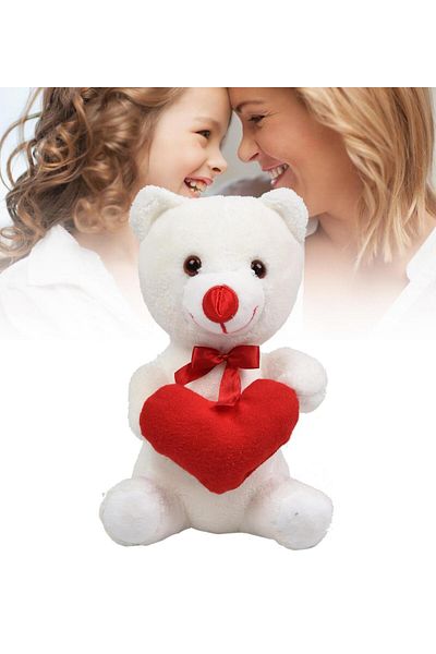 Sole Cute Plush Teddy Bear Holding a Special Heart for Your Loved Ones - 30 Cm