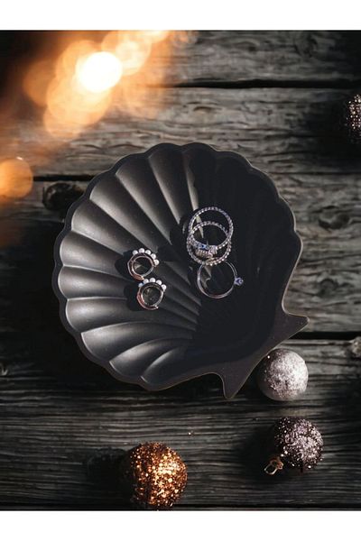stonnish Black Decorative Concrete Oyster Plate - Single and Soap Dish