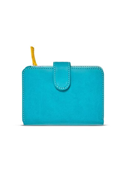 Case Look Kadın Deri Mavi Renkli Çıtçıtlı Cüzdan Paris 02