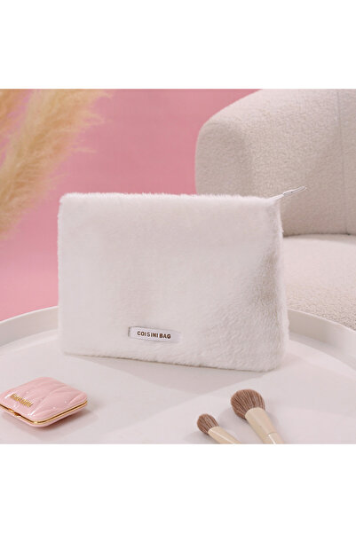 DEKOHOP Peluş Makyaj ve Kozmetik Eşya Taşıma Çantası Geniş Hacimli Çanta Orga...