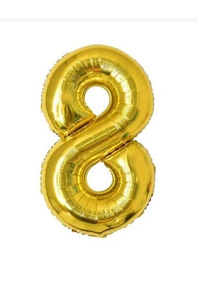 asöy 100 Cm Large Size Foil Balloon - Age 8 Number, Gold Color, 40 Inch