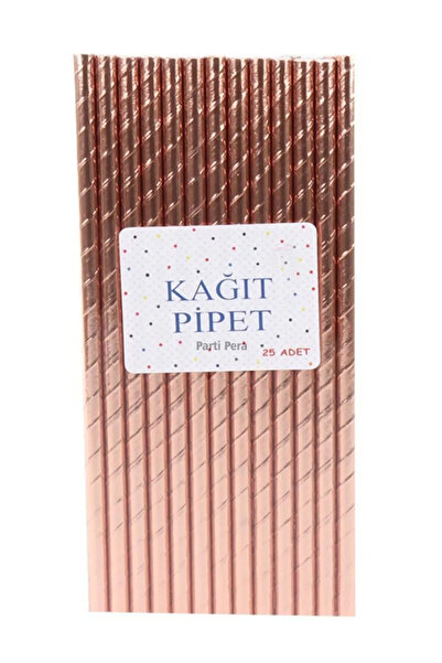 parti pera 24 Adet Karton Pipet Rose Gold Renk