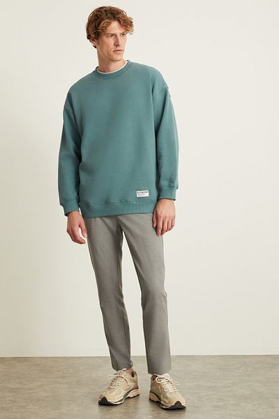 GRIMELANGE Ανδρικό φούτερ LUDİM Oversize Fit 3 Thread Raster με στρογγυλή λαιμόκοψη