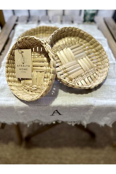 AFRALYAHOME 3-Piece Round Snack Bowl Wicker Bamboo Wooden Natural Snack Bowl Hazelnut Walnut Decorative Bowl