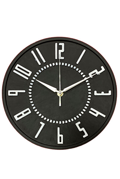 M&H Quality Ceas de Perete Decorativ Cerc Colorat Beton 26 Cm - Negru