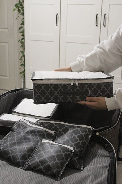 ADARYA HOME 6-Piece Suitcase Organizer Suitcase Organizer Set - Travel Case - Flower Pattern (Grey)