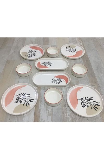 Pinkev Mona 4 Piece Personality Ceramic Breakfast Set - 10 Pieces