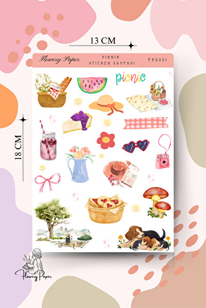 Flowery Paper Piknik Sticker Sayfası - Defter,Ajanda ,Journal,Scrapbook,için ...