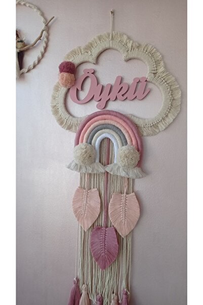 Makrome Bebek Hediyelik Kapı Süsü Bebek Odası Baby Shower Gökkuşağı Dekoru İs...