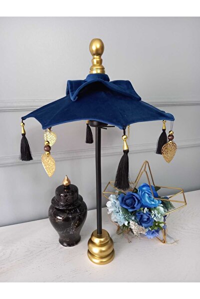 Handmade Dekoratif Bali Şemsiye Parlement Kadife 60 cm