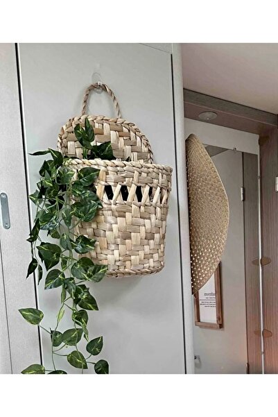 afralya home Ev Dekorasyon Çok Amaçlı Kullanım Hasır Kapı Süsü Askılık Sepet(...