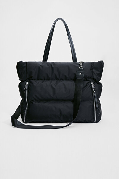 Stradivarius Fermuarlı Kumaş Tote Çanta