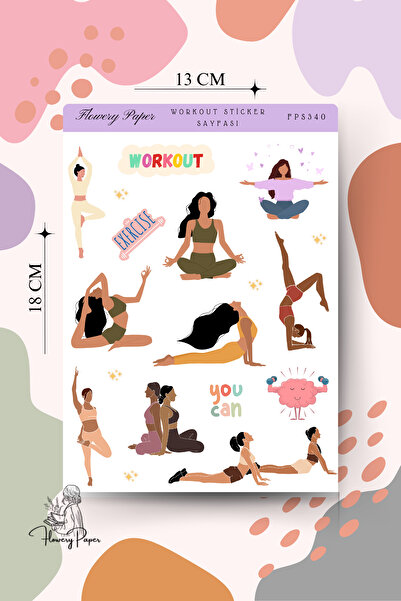 Flowery Paper Workout Sticker Sayfası - Defter,Ajanda ,Journal,Scrapbook,için...