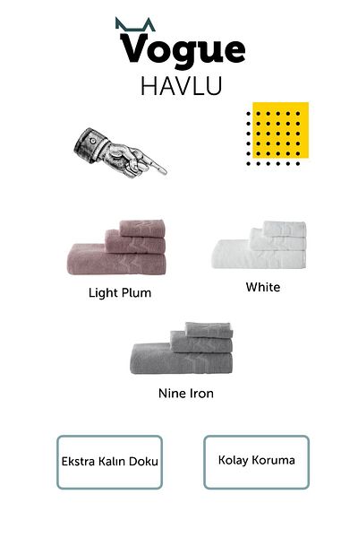 Hibboux Vogue Double Hand Towel Set - White