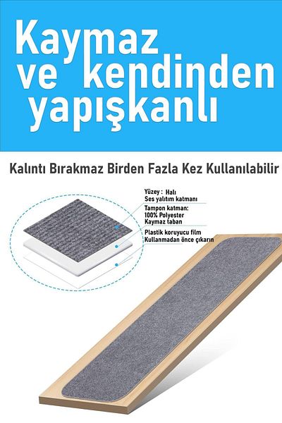 Stepmat Halifleks Adhesive Base Stair Step Mat with Rip Carpet Non-Slip Base - Smoked
