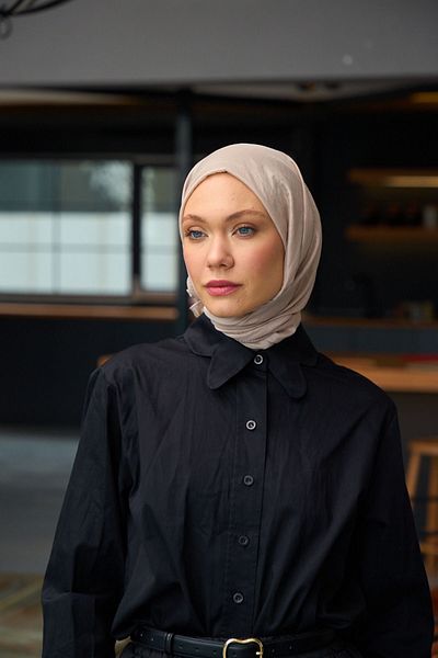 FRESCO SCARFS Σάλι Voile από βαμβακερό μπεζ İpekhan
