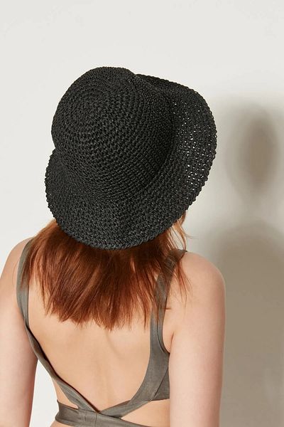 MARBERRY Straw Women's Hat - Black Hand Knitted