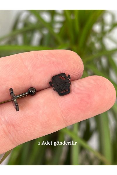 Karınca Piercing Frankenstein Skull Surgical Steel Tragus Ear Piercing