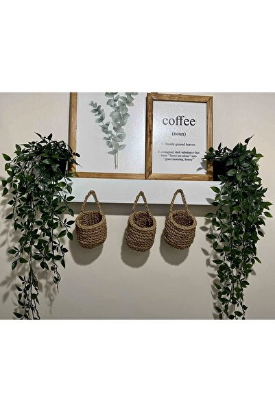 afralya home Ev Dekorasyon 3'lü Çok Amaçlı Düzenleyici Organizer Sepet 8 cm