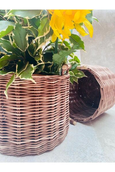 afralya home Dekoratif Saksi Hasir-rattan Mutfak-banyo-salon Dekor