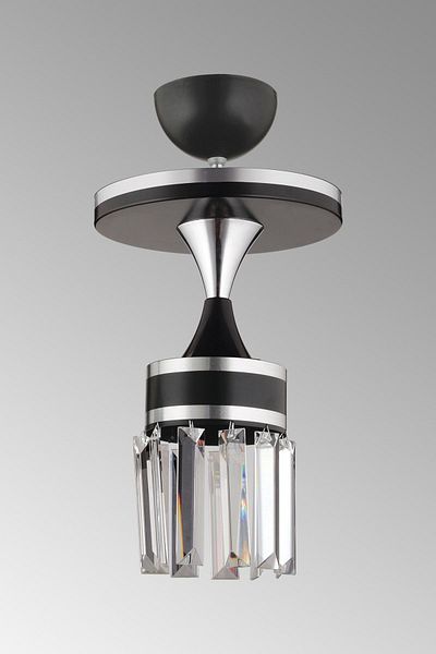 SONSUZ AYDINLATMA&AVİZE Tokyo Single Black Pendant Lamp Crystal Stone with Chrome Strip Cylinder Downward Facing Luxury Chandelier