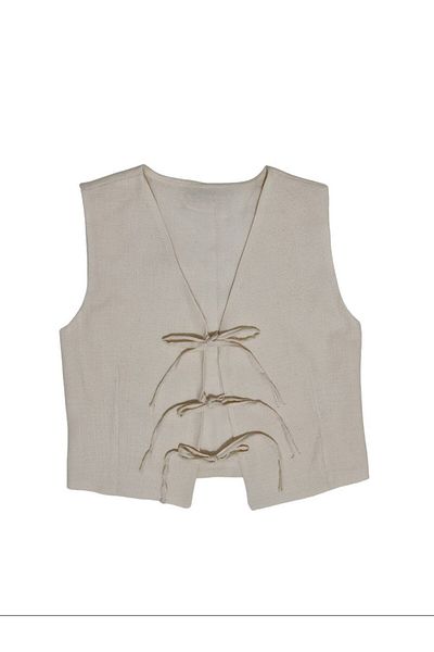 Ladyone Women's Flamed Cotton Vest - Lacing Detailed and Lined