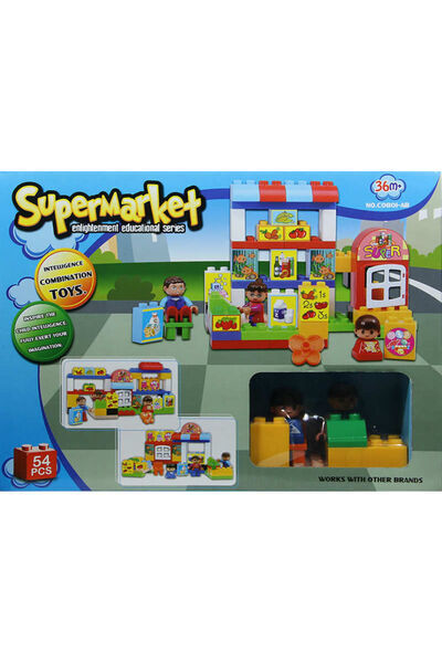 Sole Eğitici, 54 Parça Süpermarket Blok Oyun Seti - Eğitici Oyuncak
