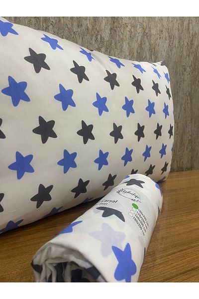 uykulife home collection Uykulife - Set de cearșafuri cu o singură dimensiune Blue Grey Star