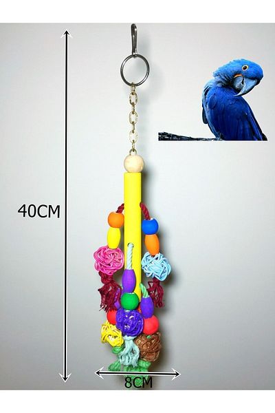 Ciko Kafes Colorful Rattan Beaded Parrot Toy